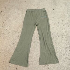PrettyLittleThing Olive Yoga Flares Size 18 SPORT High Waist Ribbed Pants Green